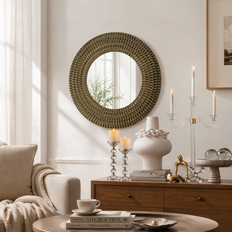 Miroir d'appoint D29.5 ", Gold/Black