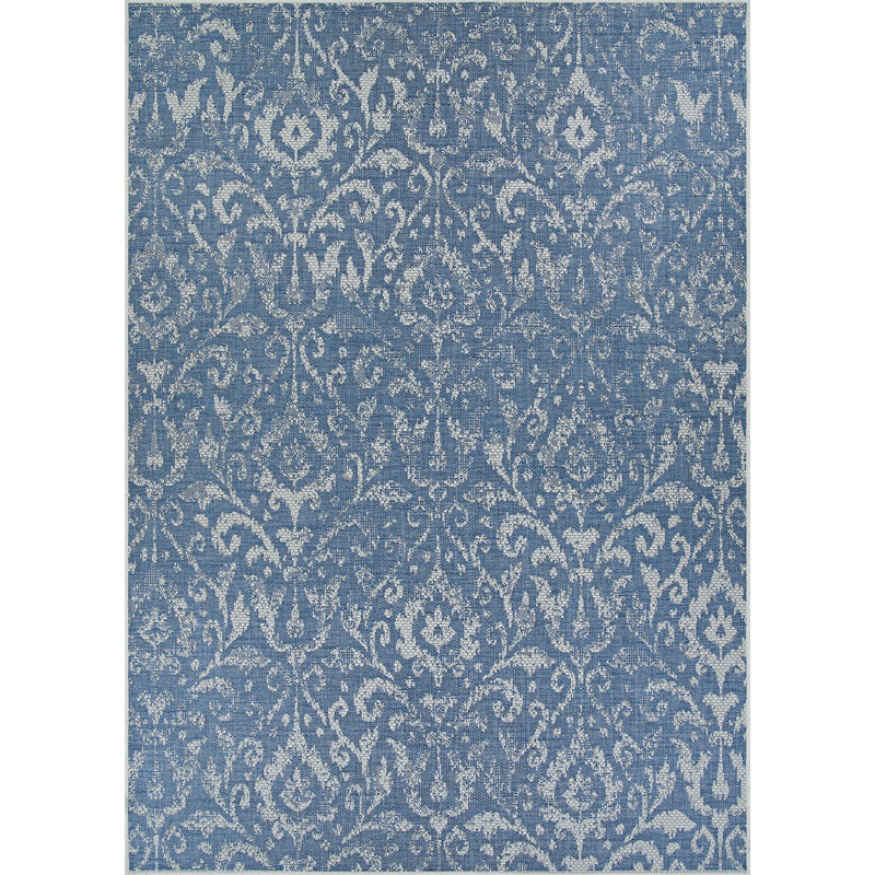 Tapis intérieur / extérieur bleu à tissage plat et surplomb, Rectangle 2 pi x 3 pi 7 po