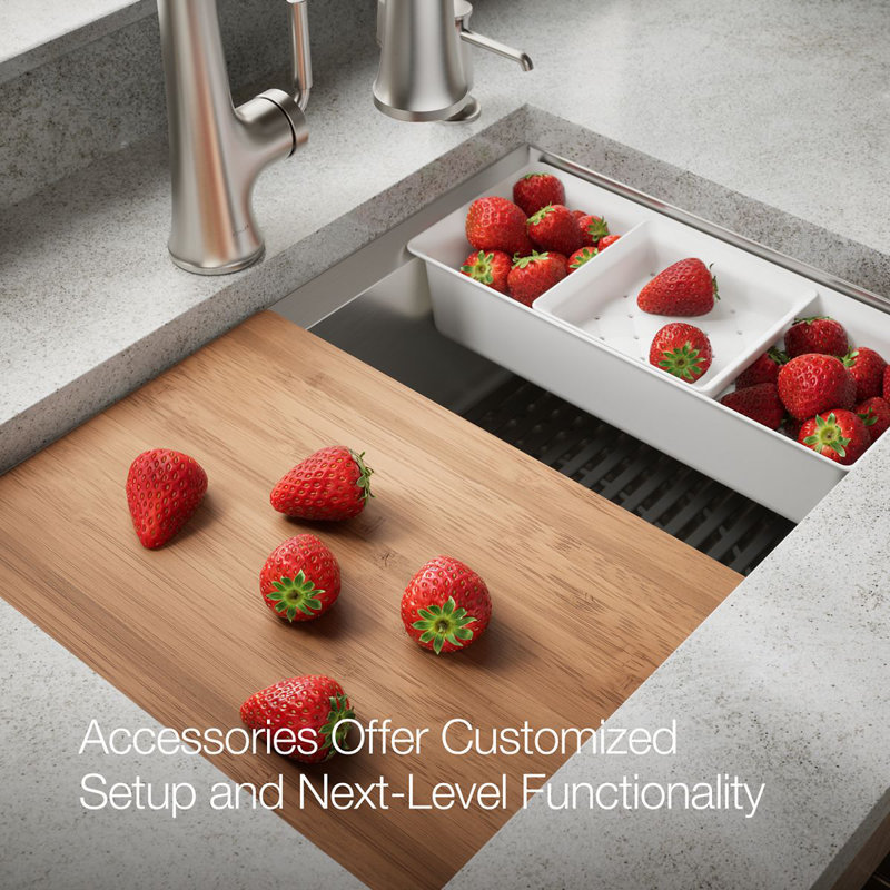 Task27-In X 22-In Top-Mount/Undermount Single-Bowl Workstation Kitchen Sink With Accessories, 2 Hole