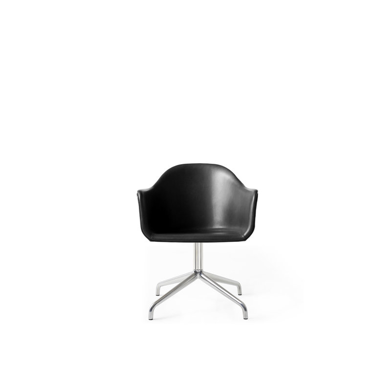 Harbour Task Chair, Polished Aluminum, Dakar 0842 Black Genuine Leather