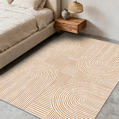 Tapis géométrique abstrait pour le salon, tapis à poils courts avec envers en caoutchouc, tapis performant pour la chambre à coucher, salle à manger, tapis minimaliste pour la décoration intérieure, tapis intérieurs lavables pour l'extérieur, idéal pour les endroits très passants