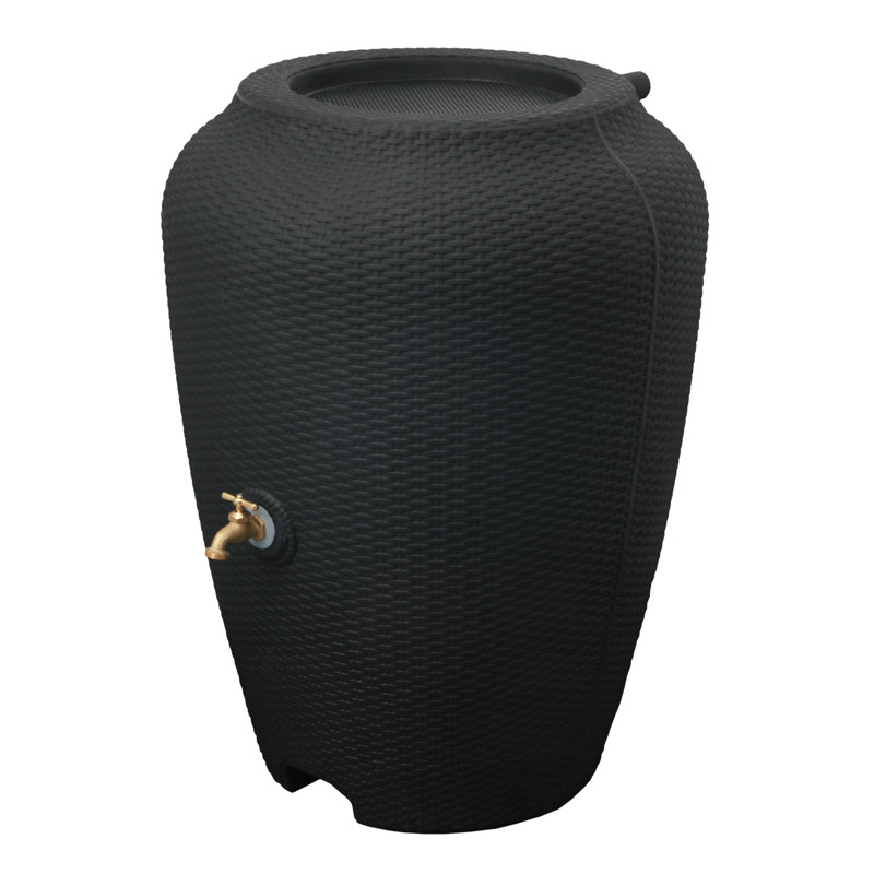 Baril de pluie en osier, 50 gallons, Noir