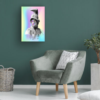 " Wrapped Canvas Wall Art - Fadil Roze 'Thesus' Wall Art For Living Room, Bedroom, Or Office Décor - 16x24 "