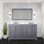 Meuble-lavabo double l 60 po x P 22 po, comptoir en quartz blanc, ensemble de robinets et miroir de 58 po-1731252426