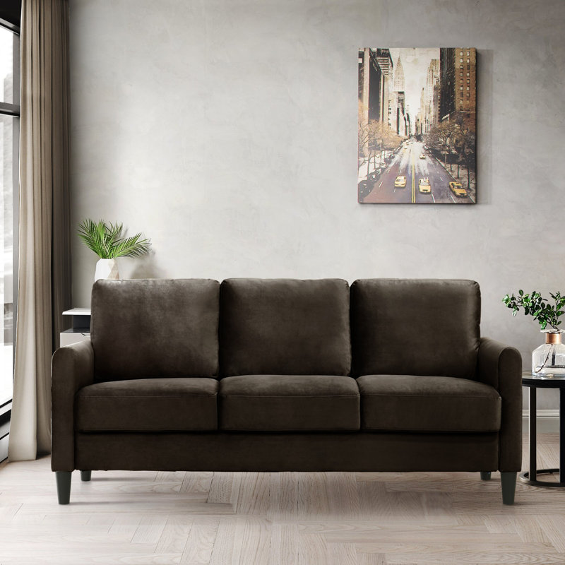 74.4'' Velvet Sofa, Brown Velvet