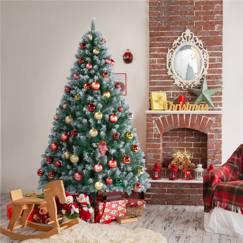Green Spruce Flocked/Frosted Christmas Tree, 6 ft