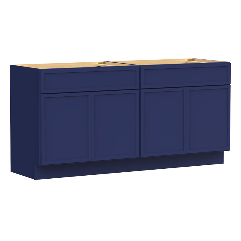 78" Double Bathroom Vanity Base Only, Blue