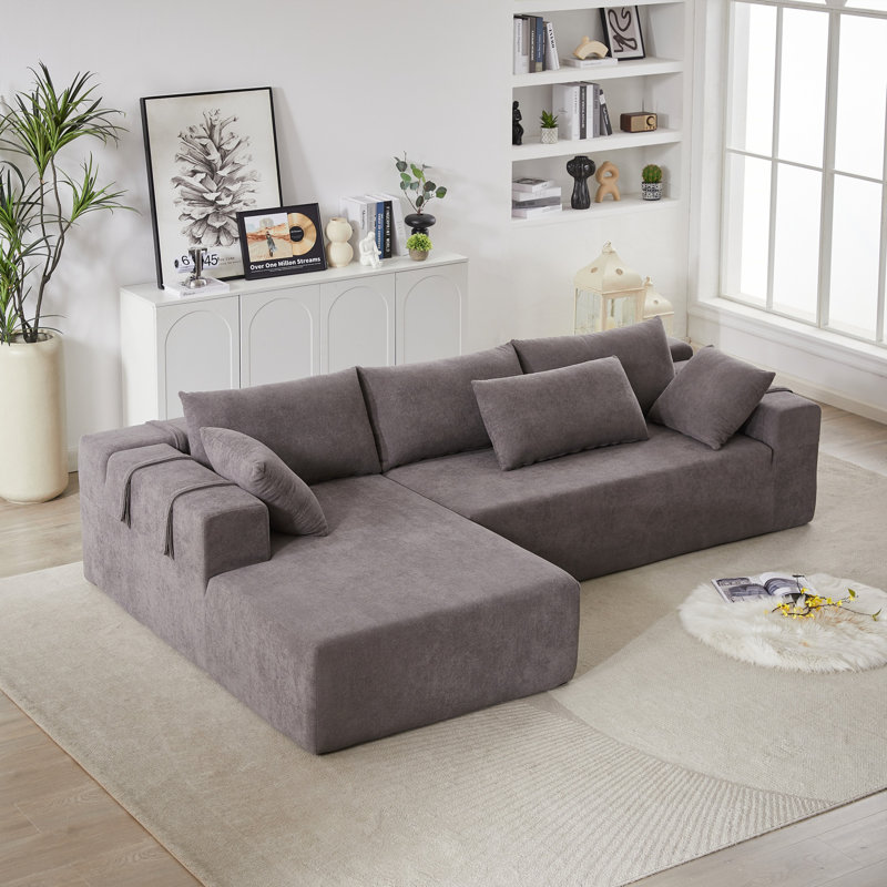 Canapé modulaire 2 pièces Boneless, Grey Chenille, Orienté à gauche (vu de face)