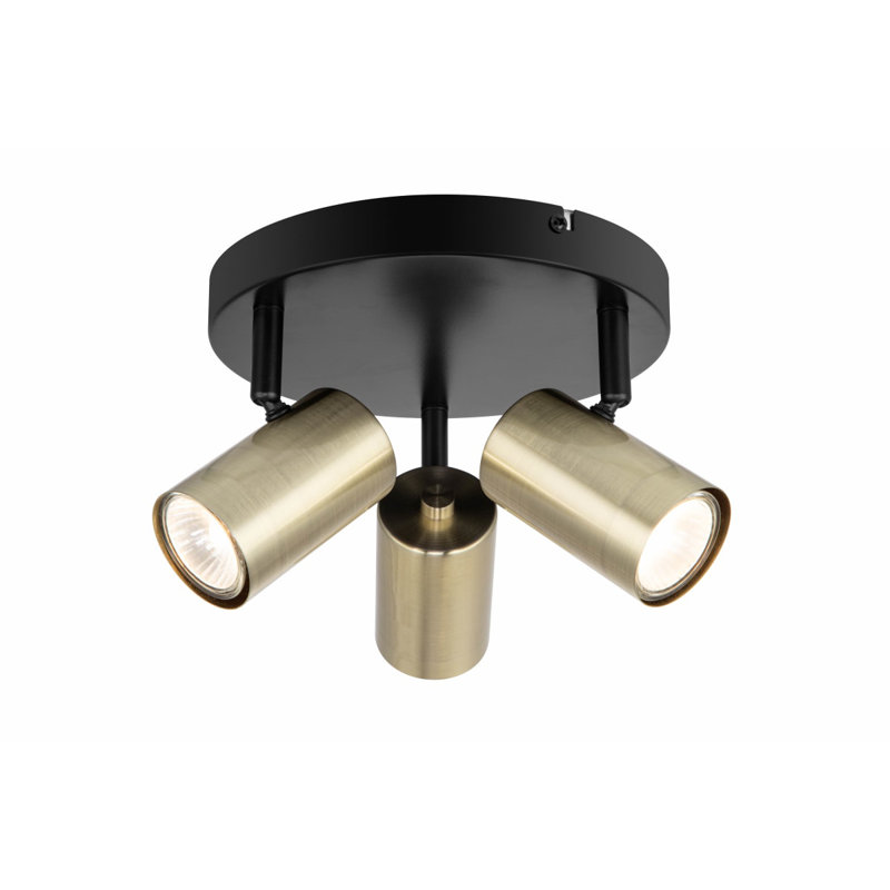 Grafton 3 Light Modern Brushed Brass Spotlight with Matt Black Base, 3xGU10. Max. 5W LED (Bulb not included)