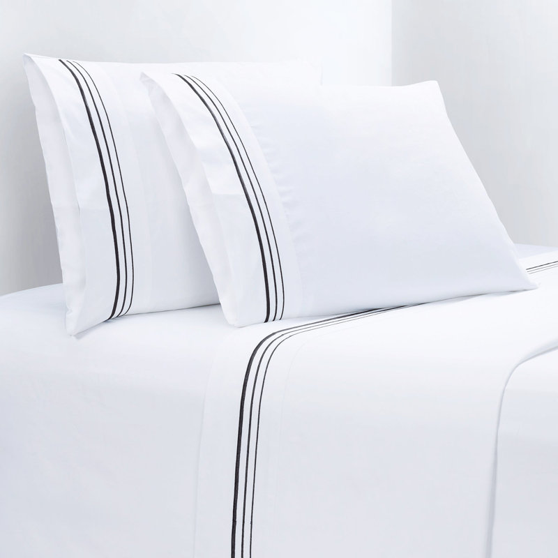Ensemble de draps 100% coton, Ensemble de draps pour très grand lit + un drap-h, Noir