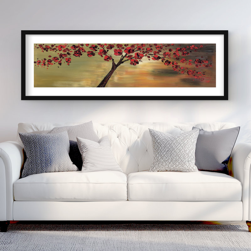 Red Flowers Tree - reproduction d'art contemporain encadrée