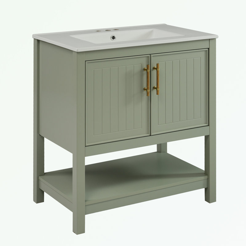 Hinami 29.9'' Single Bathroom Vanity with Top, Green