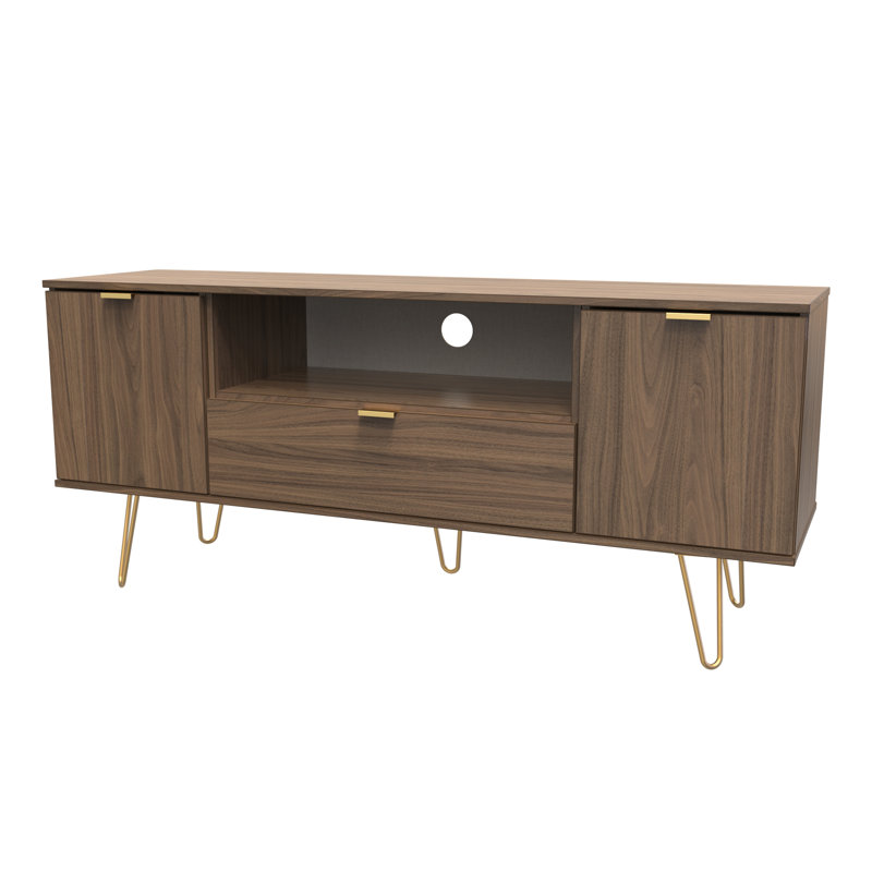 Bisceglia Unfinished TV Stand for TVs up to 65", Dark Brown Wood