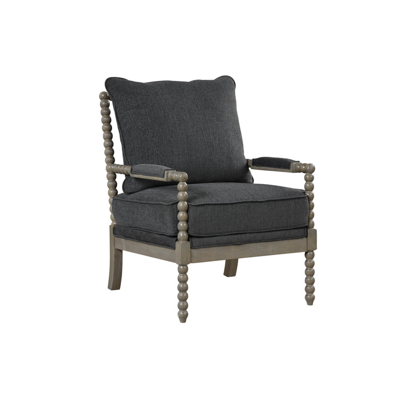 Melanda Upholstered Armchair, Charcoal Polyester Blend, Off White