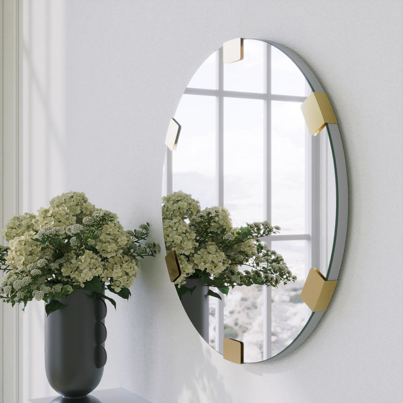 Modern Decorative Mirror, 23.6 Inches Diameter, Gold Finish | 100% Hardboard Backing, Thickness: 0.7 Inches | Stylish Home Accent for Living Room, Bedroom & Entryway | Eye-Catching Design & Premium Quality