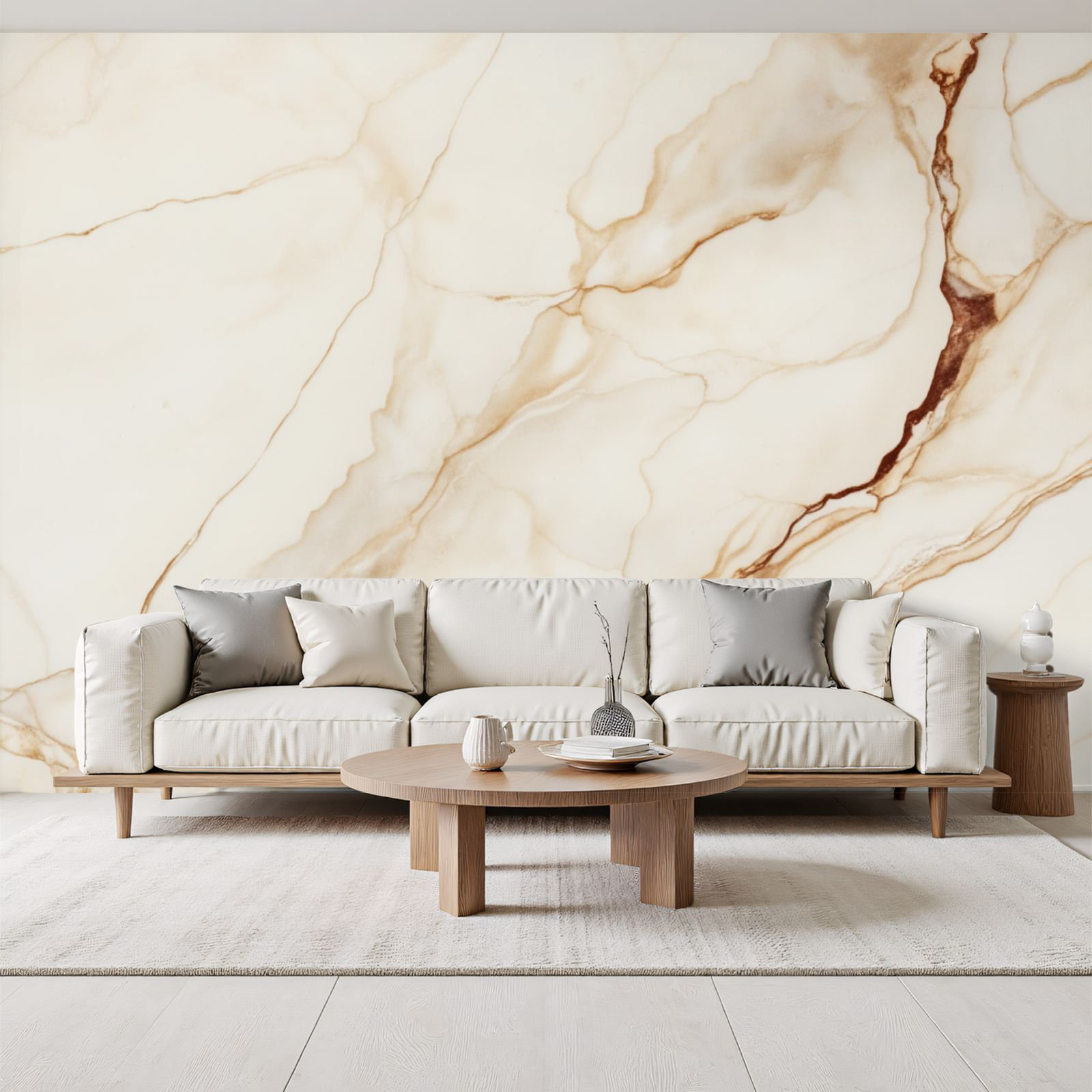 Red Barrel Studio Peel and Stick Wallpaper Beige Marble Texture Brown ...