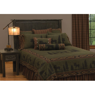Wooded River Moose Cal King Bedspread Set