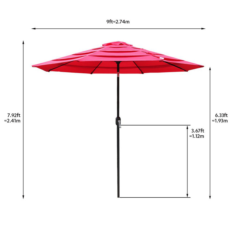 Parasol de marché 9 pi Shoreview, Rouge