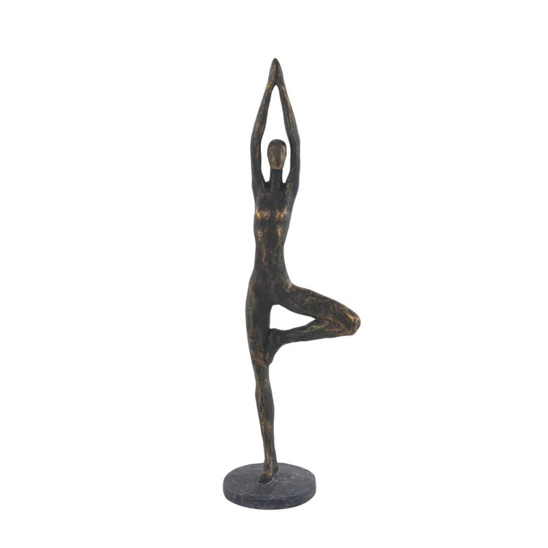 Polystone Yoga Brass Decorative Sculpture