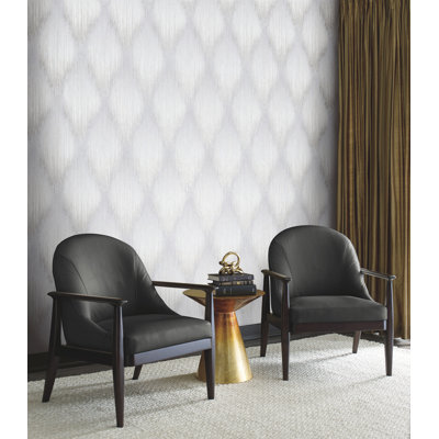 Starfall Grey Metallic Ikat Wallpaper