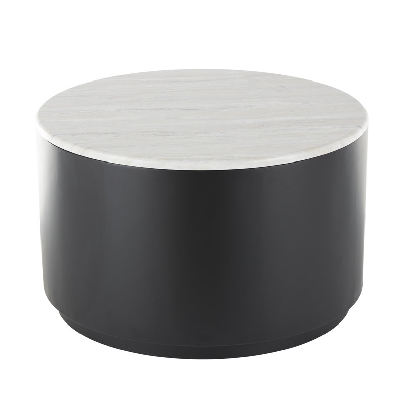 Ivar Black Coffee Table with Faux White Marble Top