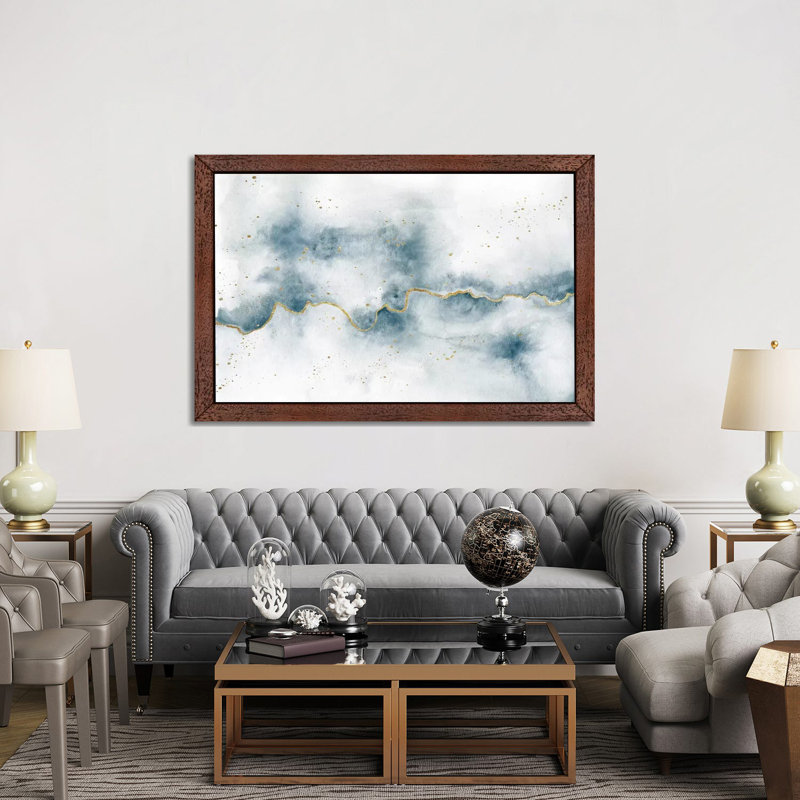 Golden Flow by Laura Marshall - Floater Frame Print on Canvas, Brown Framed, 66.04 cm H x 45.72 cm W