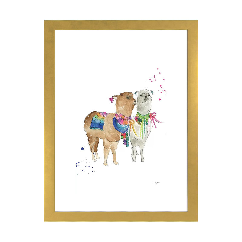 " Drama Llama " by Kelsey McNatt, Gold Paper, White, 24'' H x 16'' W x 1'' D