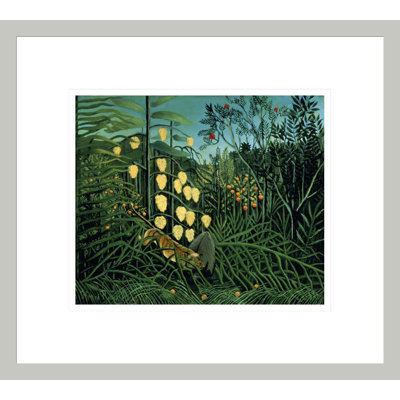 «Tropical Forest: Battling Tiger and Buffalo» par Henri Rousseau, impression giclée sur cadre