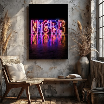 Canvas Create A Vibrant Neon Sign Featuring Intricate Stylized Letters In Wall Art A Mix Of Electric Pink Purple And Orange Hues The Canvas Wall Art