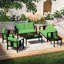 Ensemble de patio extérieur en teck Junco pour six personnes avec coussins et deux tables-930960644-930960646