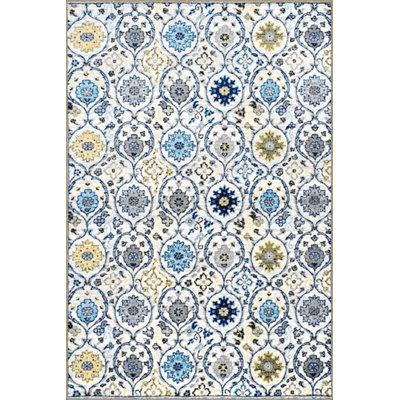 Multi Color Mixed Motif Ethnic Flower Pattern Vintage Decorative Machine Washable Area Rug