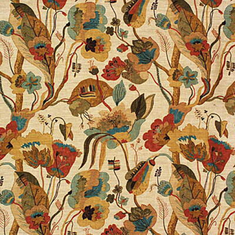 California Performance Fabric, Aqua/Stone