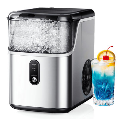 Simzlife 35 Lbs. Daily Production Nugget Stainless Steel Kitchen Countertop Ice Makers, Chewable Ice Maker Machine for Camping and Party