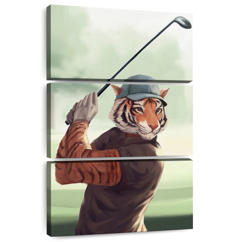 Ketti Tiger Playing Golf, 57" H x 36" W