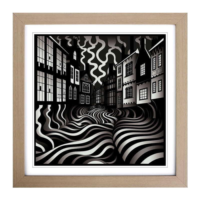 City Of York Op Art - Single Picture Frame Print on Wood, Oak