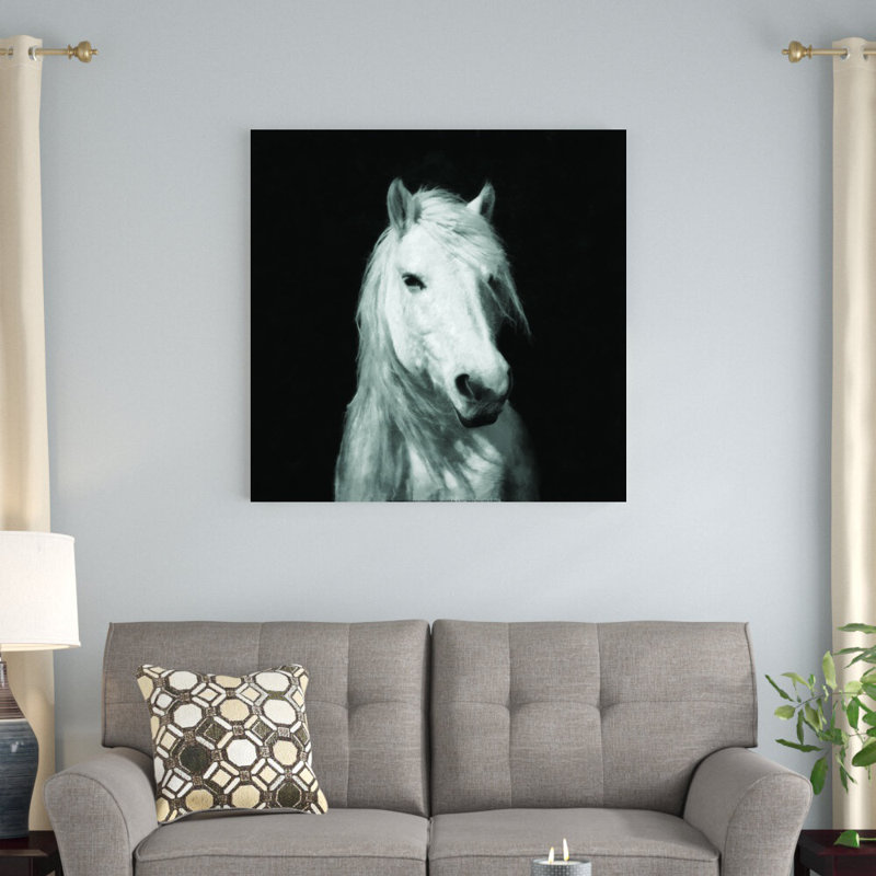 Portrait de cheval blanc - impression, H 36 po x l 36 po