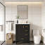 Meuble-lavabo moderne avec lavabo en céramique, porte à fermeture douce et tiroirs multiples-1298996456