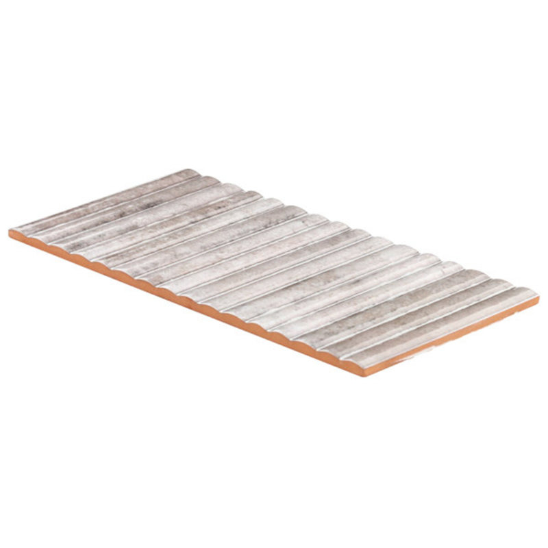 Curve Fluted 6X12 3D Glossy Ceramic Tile, Gray