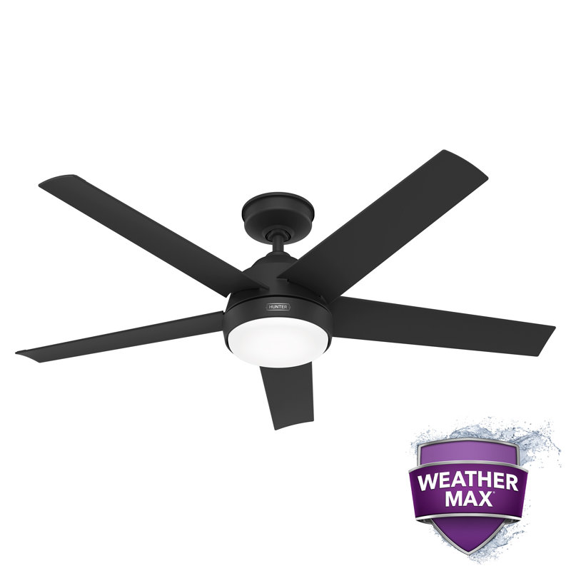 Skyflow 52" 5-Blade Standard WeatherMax Indoor/Outdoor Ceiling Fan with Lights and Wall Control, Matte Black