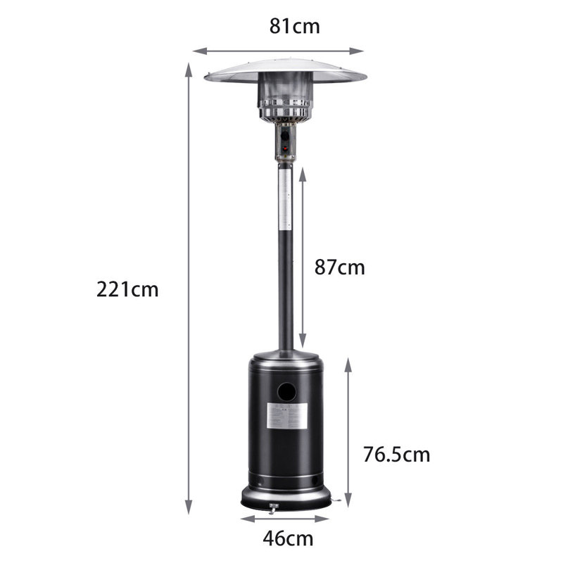 Kwan Stainless Steel Propane Standing Patio Heater, Black