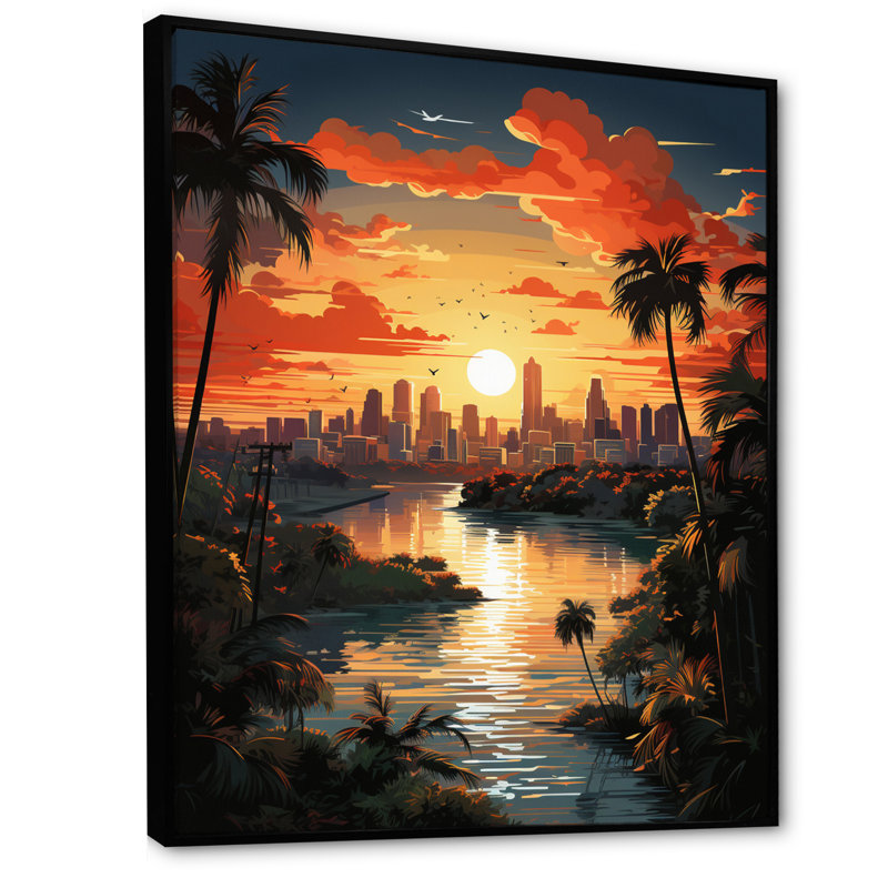 Cityscapes Wall Art Living Room, H 40 po x l 30 po x P 1,5 po, Cadre flottant noir