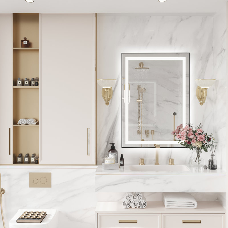 Dokes Super Bright Front & Back LED Lighted Anti-Fog Tempered Glass Bathroom/Vanity Mirror with ETL , 20" x 28"