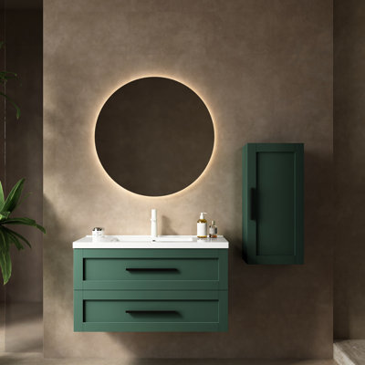 36" Bathroom Storage Vanity Sink, Modern Cabinet, White Ceramic Basin, 2 Drawers, Large Space, Soft Close, Easy To Install, With , Drawers For Storage, Close Mechanism, Detail