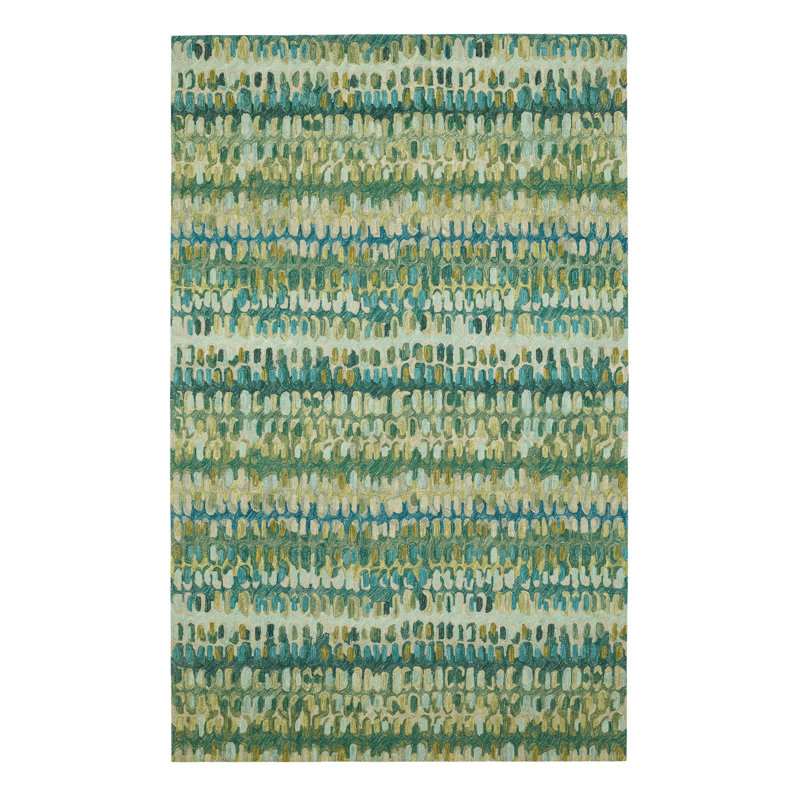 Tapis en laine crocheté à la main Paint Chip Moss, Rectangle 8 pi x 10 pi