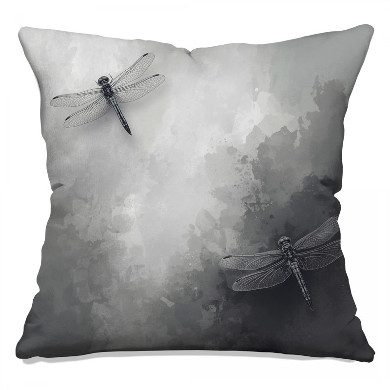 Coussins décoratifs gris Dragonfly Illustration, 20 x 20 inches