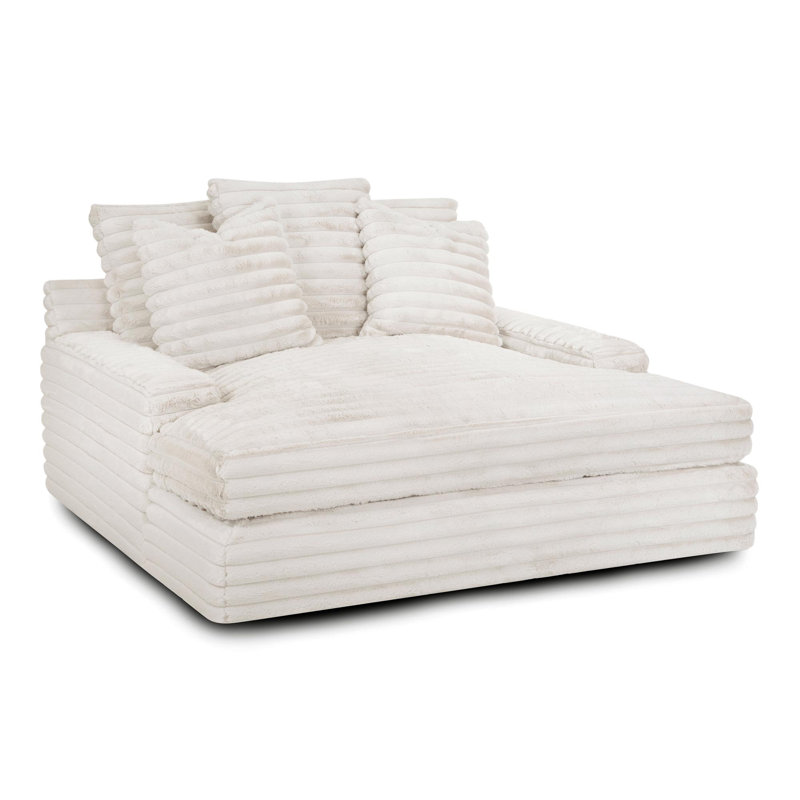 Chaise longue rembourrée Dovray, Crème, No