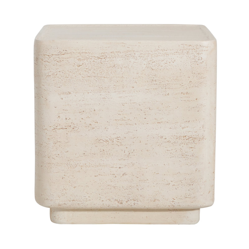 Outdoor Patio Square Side Table with Travertine Look MGO Concrete