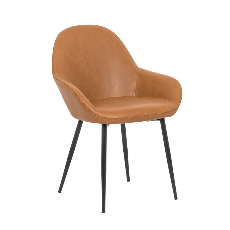 Chaise avec accoudoirs rembourrée Harrelson, Brun clair