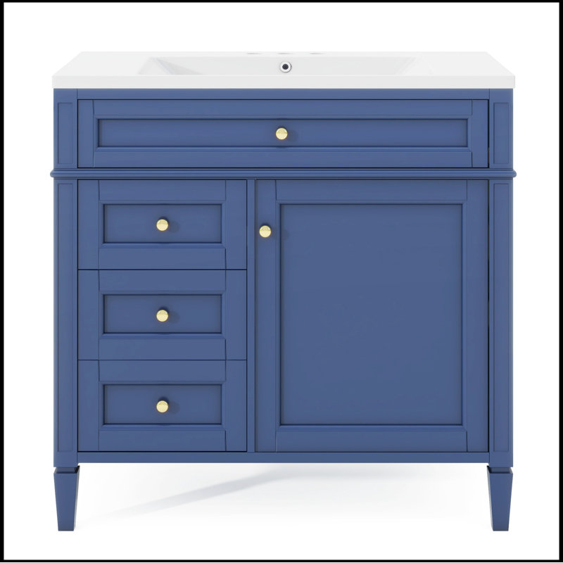 Tachara 36'' Single Bathroom Vanity with Top, Blue