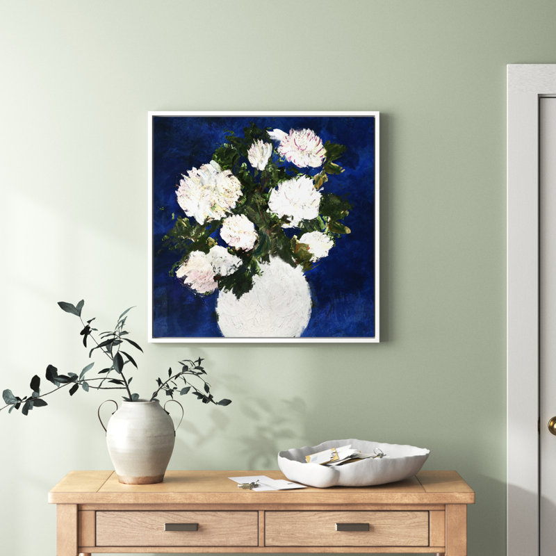" Dripping Roses " Painting Print, White Framed, 31" H x 31" W x 1.5" D